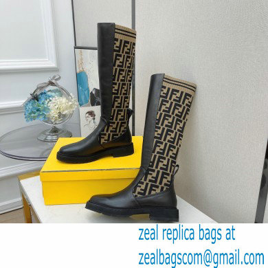 Fendi Heel 3cm Rockoko leather boots with stretch fabric F19