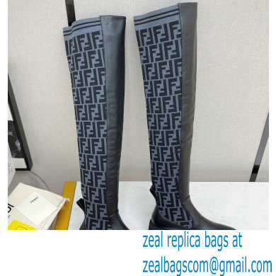 Fendi Heel 3cm Rockoko leather boots with stretch fabric F20