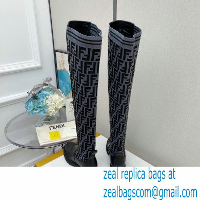 Fendi Heel 3cm Rockoko leather boots with stretch fabric F20