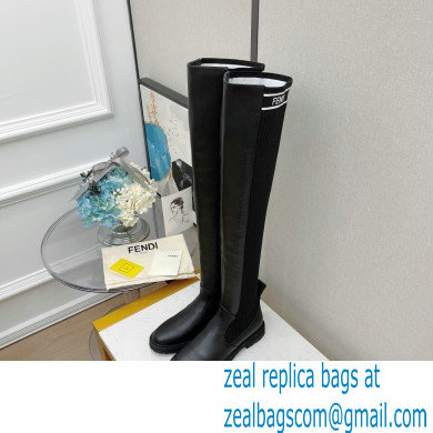 Fendi Heel 3cm Rockoko leather boots with stretch fabric F21