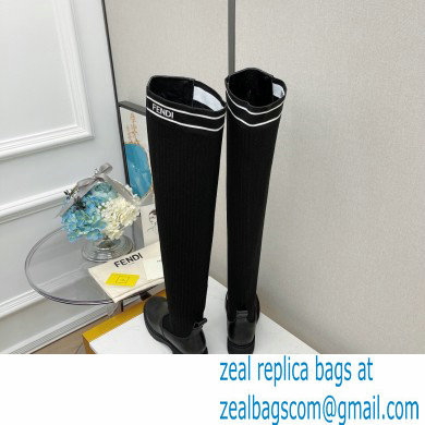 Fendi Heel 3cm Rockoko leather boots with stretch fabric F21