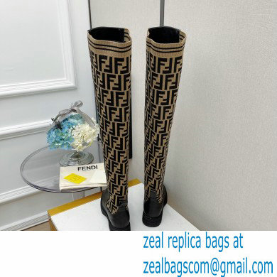 Fendi Heel 3cm Rockoko leather boots with stretch fabric F22