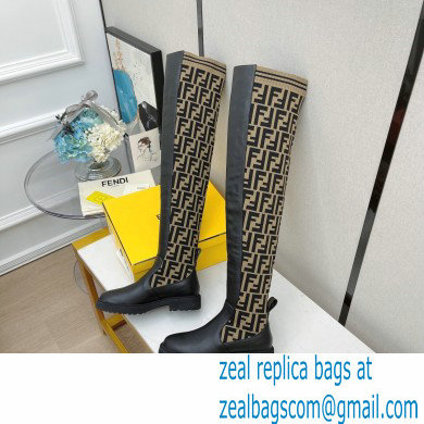 Fendi Heel 3cm Rockoko leather boots with stretch fabric F22