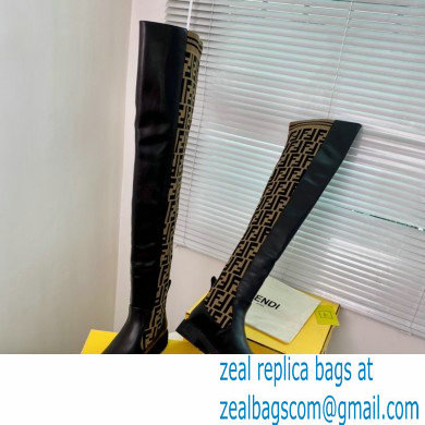 Fendi Heel 3cm Rockoko leather boots with stretch fabric F24