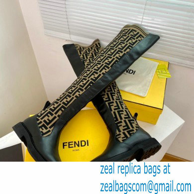 Fendi Heel 3cm Rockoko leather boots with stretch fabric F24