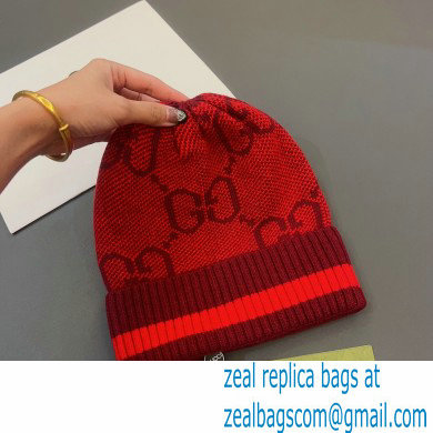 GUCCI GG KNIT HAT RED 2022