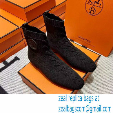 Hermes Duo knit Ankle boots Top Quality Black