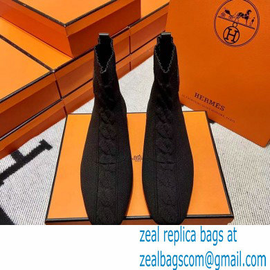 Hermes Duo knit Ankle boots Top Quality Black - Click Image to Close