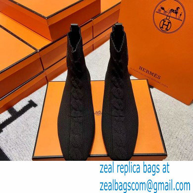 Hermes Duo knit Ankle boots Top Quality Black