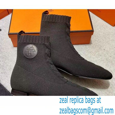 Hermes Duo knit Ankle boots Top Quality Black - Click Image to Close