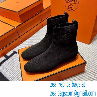 Hermes Duo knit Ankle boots Top Quality Black - Click Image to Close