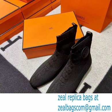 Hermes Duo knit Ankle boots Top Quality Black - Click Image to Close