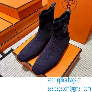 Hermes Duo knit Ankle boots Top Quality Blue - Click Image to Close