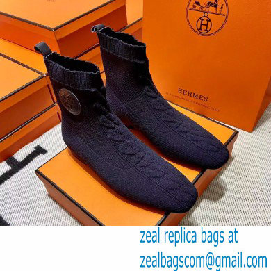 Hermes Duo knit Ankle boots Top Quality Blue