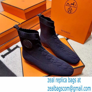 Hermes Duo knit Ankle boots Top Quality Blue