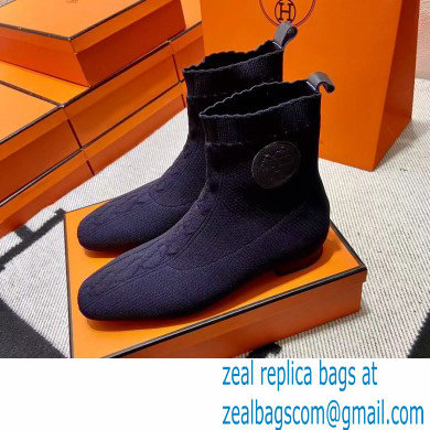 Hermes Duo knit Ankle boots Top Quality Blue - Click Image to Close