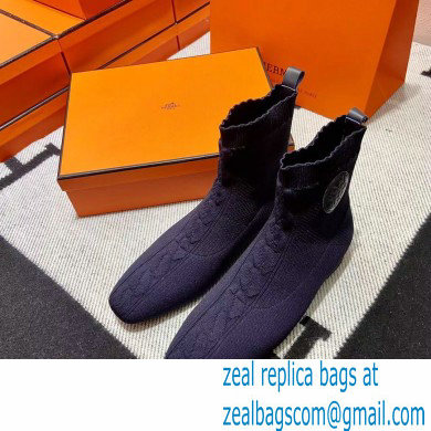 Hermes Duo knit Ankle boots Top Quality Blue - Click Image to Close