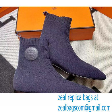 Hermes Duo knit Ankle boots Top Quality Blue - Click Image to Close