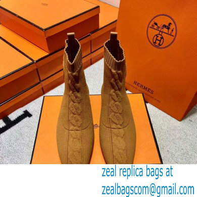 Hermes Duo knit Ankle boots Top Quality Brown