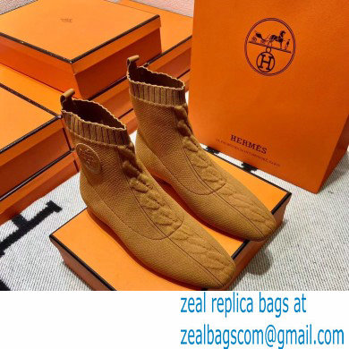 Hermes Duo knit Ankle boots Top Quality Brown - Click Image to Close