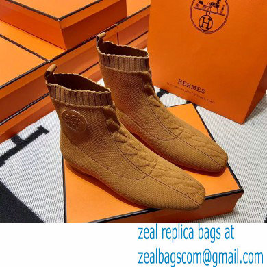 Hermes Duo knit Ankle boots Top Quality Brown