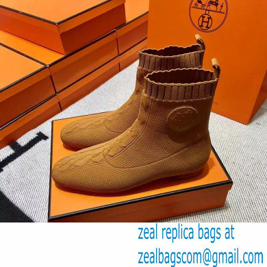 Hermes Duo knit Ankle boots Top Quality Brown