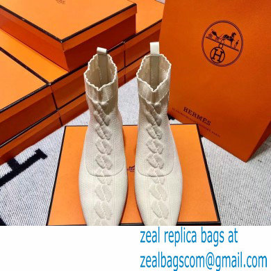 Hermes Duo knit Ankle boots Top Quality White