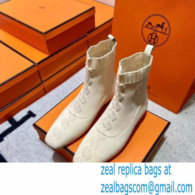 Hermes Duo knit Ankle boots Top Quality White - Click Image to Close
