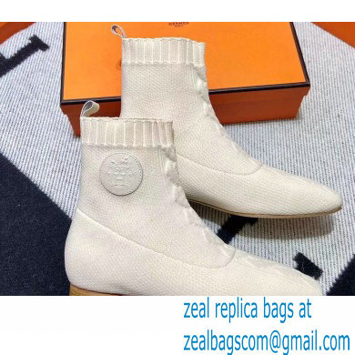 Hermes Duo knit Ankle boots Top Quality White - Click Image to Close