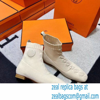 Hermes Duo knit Ankle boots Top Quality White - Click Image to Close