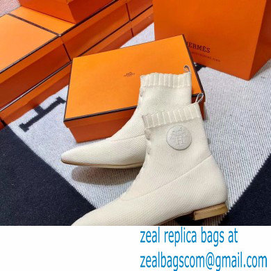 Hermes Duo knit Ankle boots Top Quality White - Click Image to Close