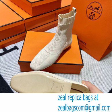 Hermes Duo knit Ankle boots Top Quality White - Click Image to Close