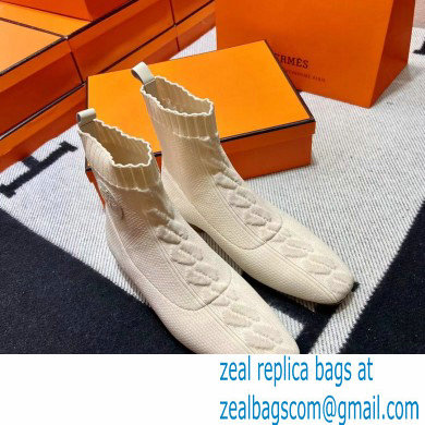 Hermes Duo knit Ankle boots Top Quality White - Click Image to Close
