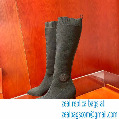 Hermes Fontaine 60 knit boots Top Quality Black