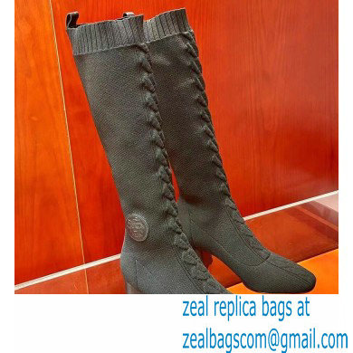 Hermes Fontaine 60 knit boots Top Quality Black