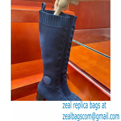 Hermes Fontaine 60 knit boots Top Quality Blue - Click Image to Close