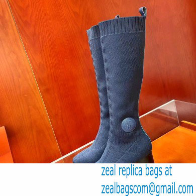 Hermes Fontaine 60 knit boots Top Quality Blue - Click Image to Close