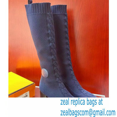 Hermes Fontaine 60 knit boots Top Quality Blue