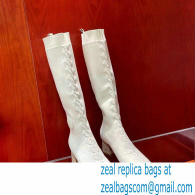 Hermes Fontaine 60 knit boots Top Quality White