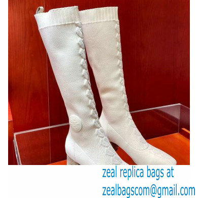 Hermes Fontaine 60 knit boots Top Quality White - Click Image to Close