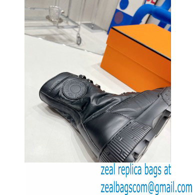 Hermes Fresh ankle boots in calfskin and light parachute fabric Black