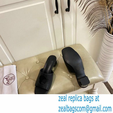 Hermes Heel 7cm Elia mules with perforated heel and upper Black