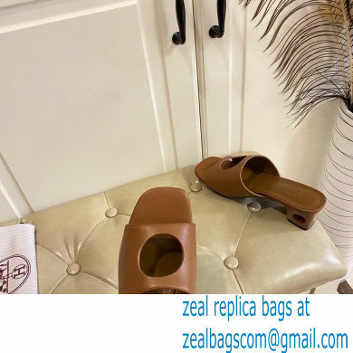 Hermes Heel 7cm Elia mules with perforated heel and upper Brown