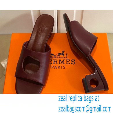Hermes Heel 7cm Elia mules with perforated heel and upper Burgundy
