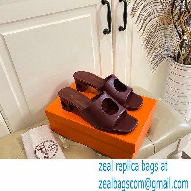 Hermes Heel 7cm Elia mules with perforated heel and upper Burgundy