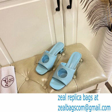 Hermes Heel 7cm Elia mules with perforated heel and upper Cyan