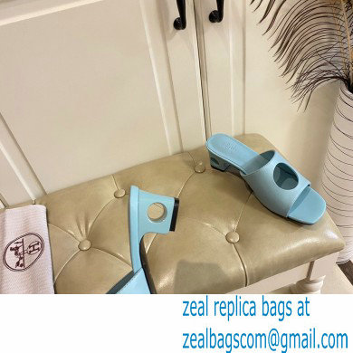 Hermes Heel 7cm Elia mules with perforated heel and upper Cyan