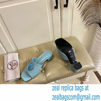 Hermes Heel 7cm Elia mules with perforated heel and upper Cyan