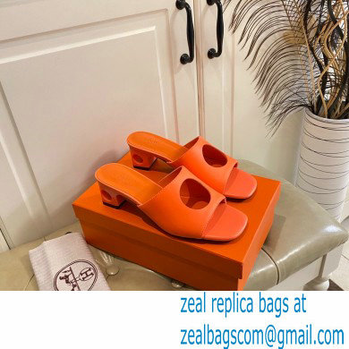 Hermes Heel 7cm Elia mules with perforated heel and upper Orange