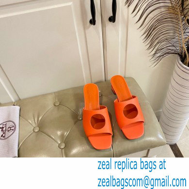 Hermes Heel 7cm Elia mules with perforated heel and upper Orange